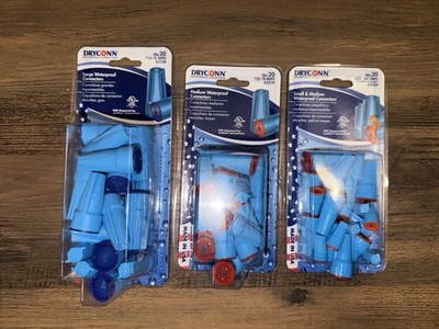 DryConn Waterproof Wire Connectors Small Medium Large 60-Piece 22-6 AWG