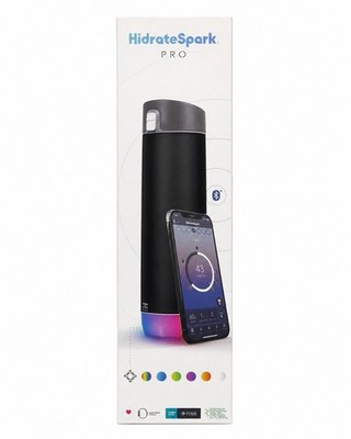 HidrateSpark PRO Smart Water Bottle 21 oz Stainless Steel Black
