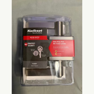 Kwikset Casey Satin Nickel Keyed Entry Door Lever SmartKey 405CSL SQT 15 SMT