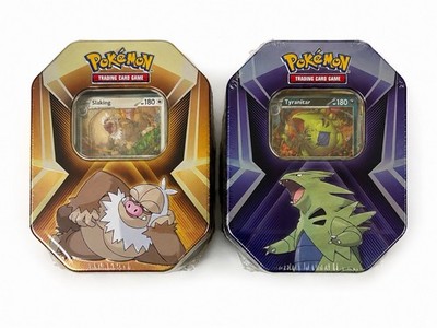 Pokemon TCG Triple Whammy Tin 2 Pack Slaking Tyranitar Sealed 6 Boosters